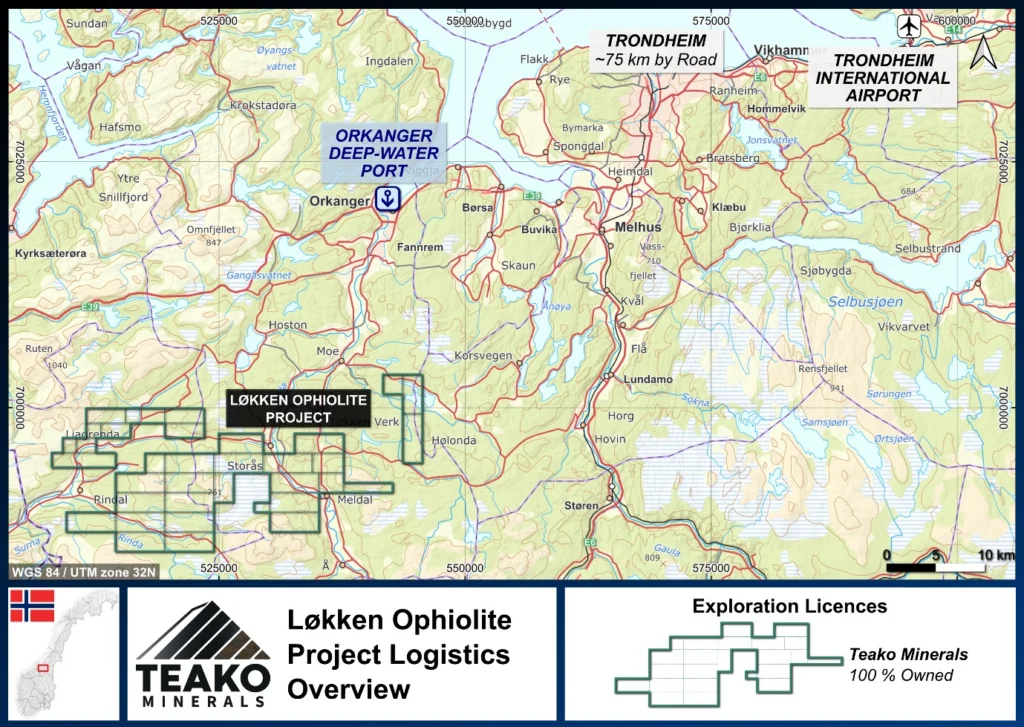 Figure 1: Logistics overview for the Løkken Ophiolite Project, Løkken Ophiolite project