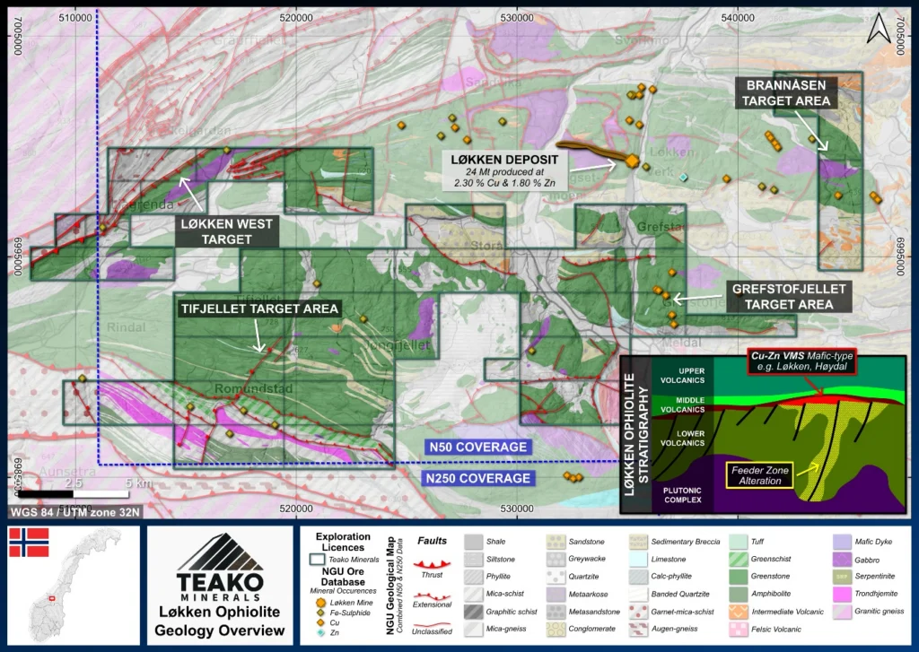 Figure 2: Geology overview of the Løkken Ophiolite Project, Løkken Ophiolite project