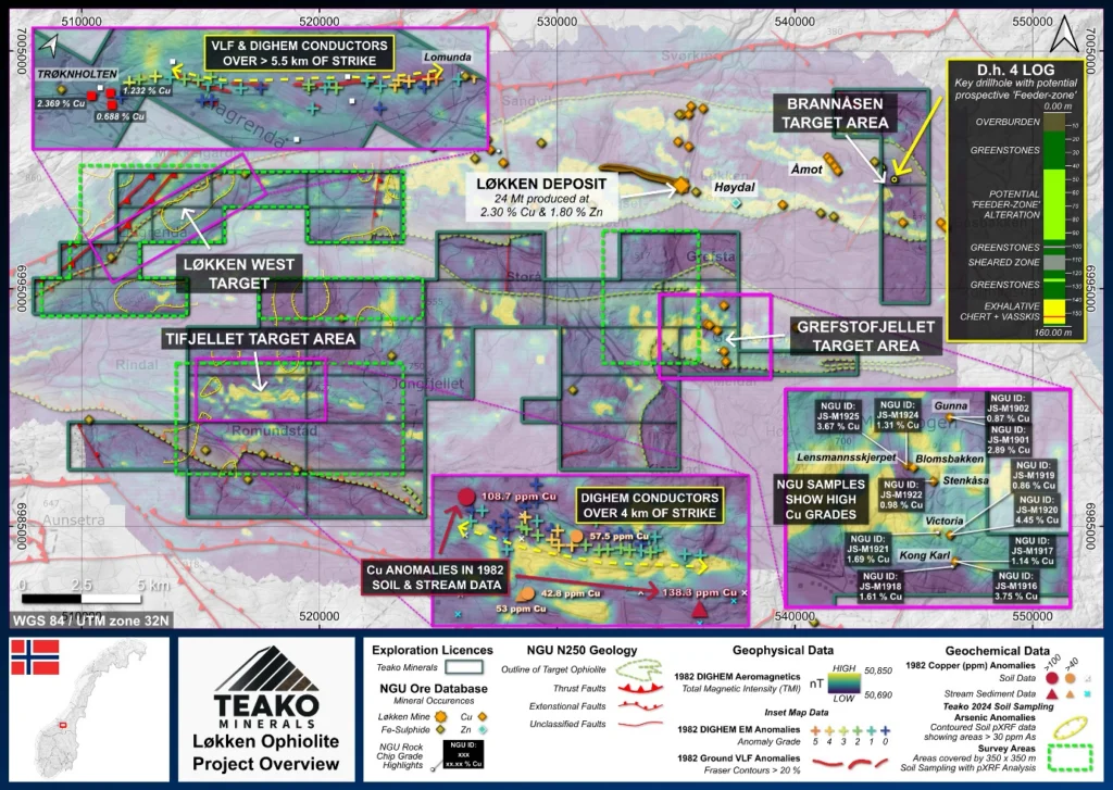 Figure 3: Overview Map of the Løkken Ophiolite project, Løkken Ophiolite project