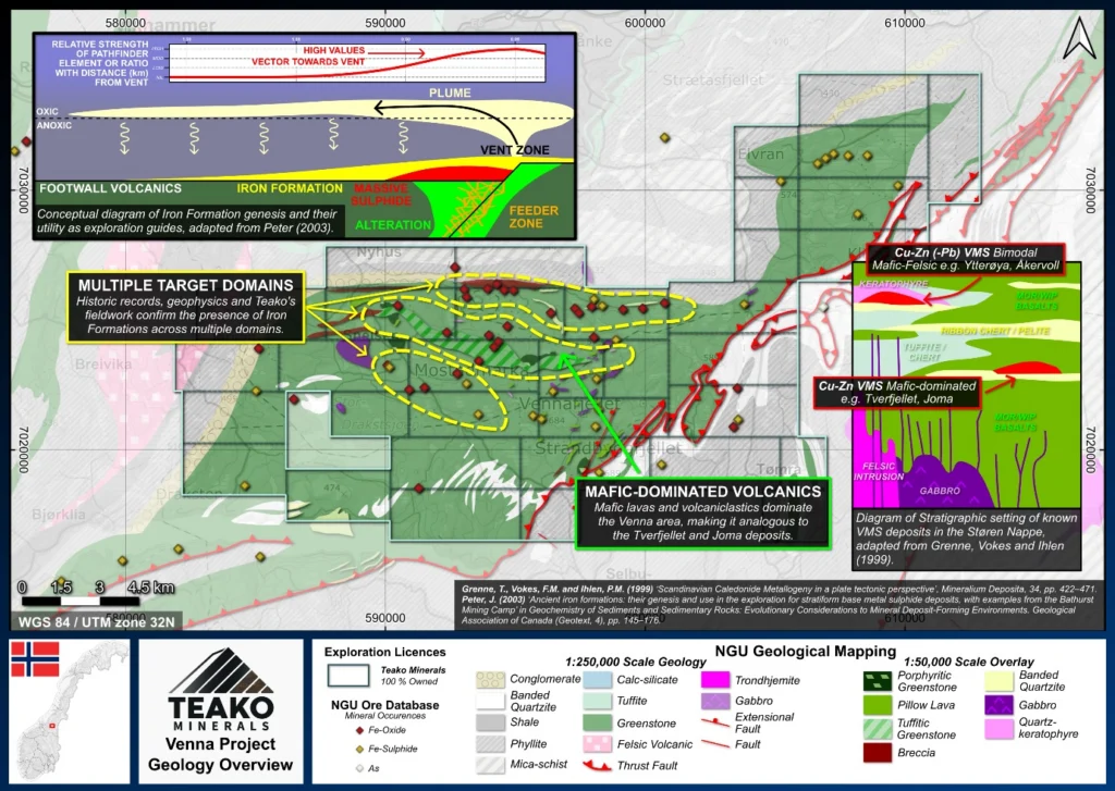 Figure 2: Geological overview of the Venna project, Venna project