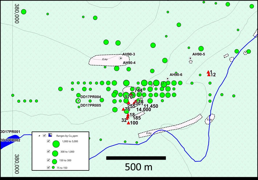 Figure 3: Copper Geochemistry on Magnetics