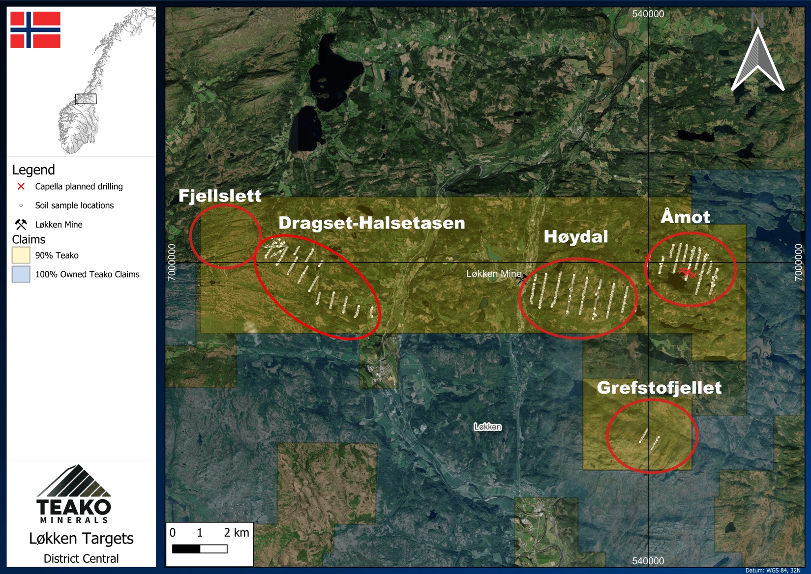 Figure 3: Overview of Løkken Priority Drill Targets