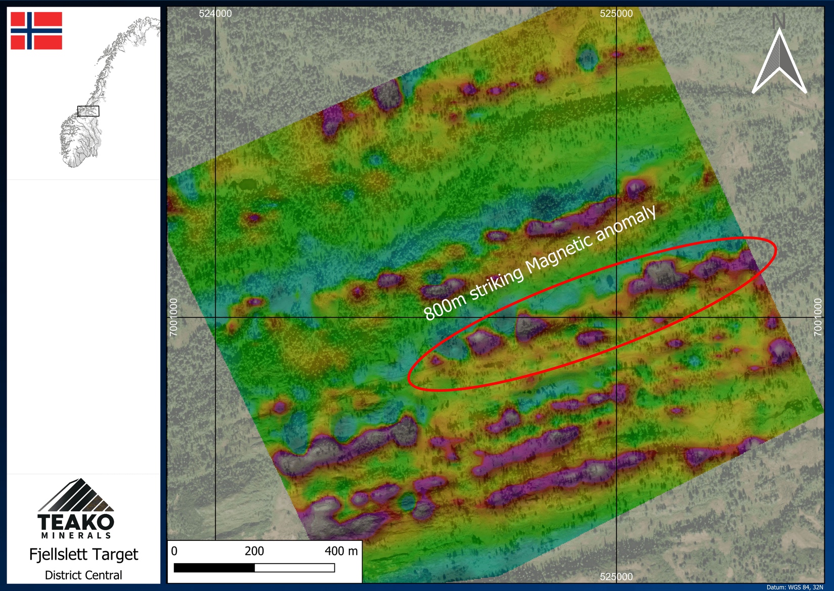 Figure 8: Overview of Fjellslett Target Showing Ground Magnetics