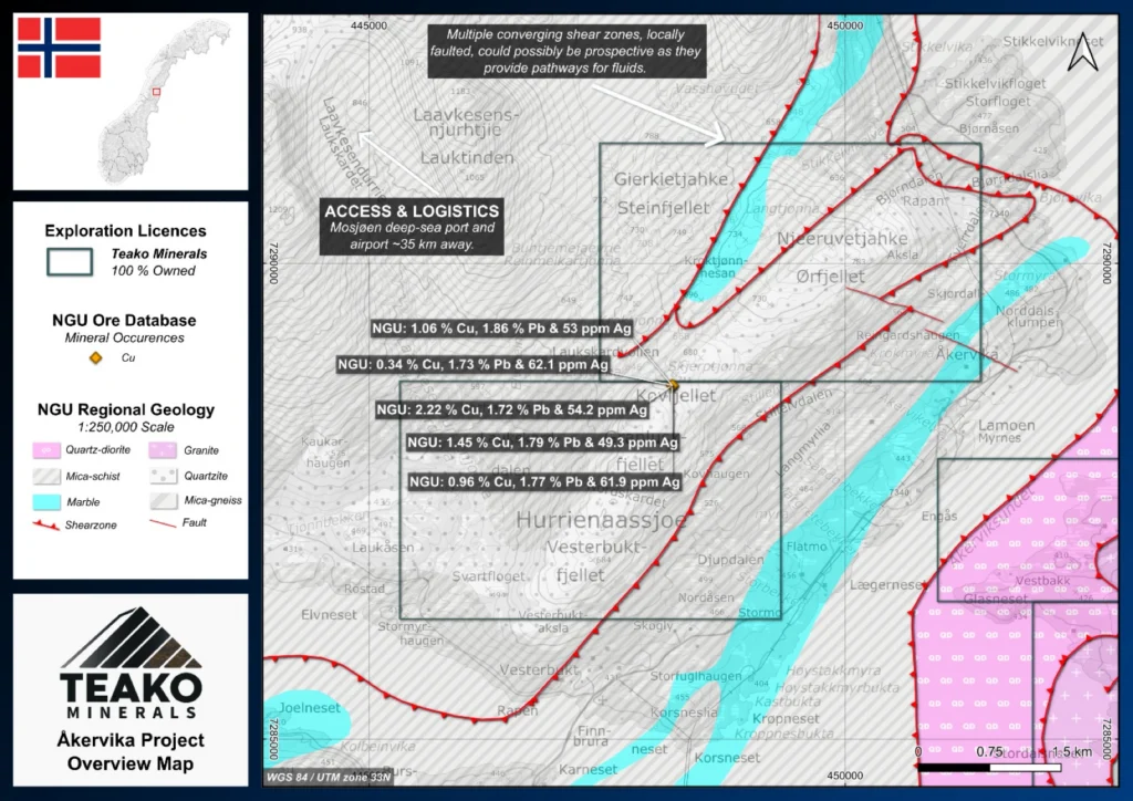 Geology of the Åkervika project., Åkervika project