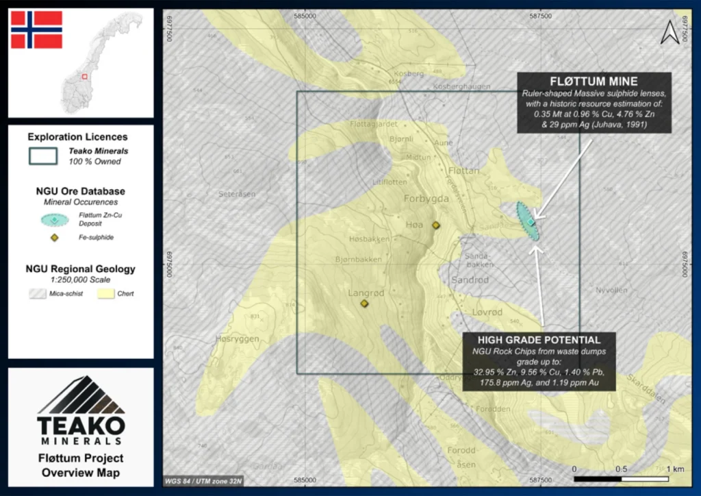 Overview map of Flottum, Fløttum project