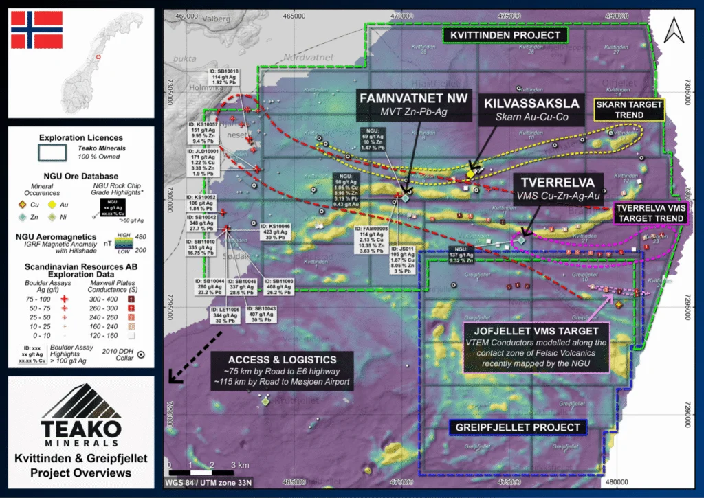 Figure 3: Overview of the Kvittinden and Greipfjellet Projects, Greipfjellet project