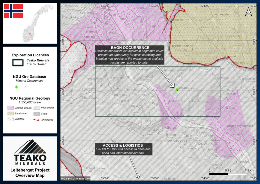 Leiteberget project map, Leiteberget project