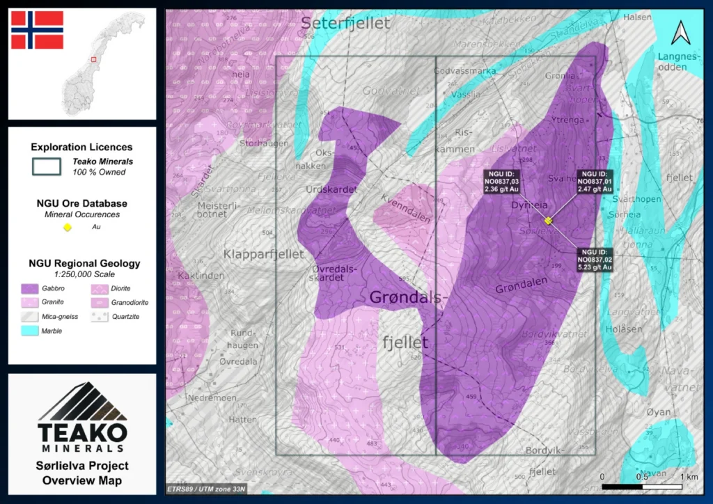 Overview map of Sørlielva, Sørlielva project