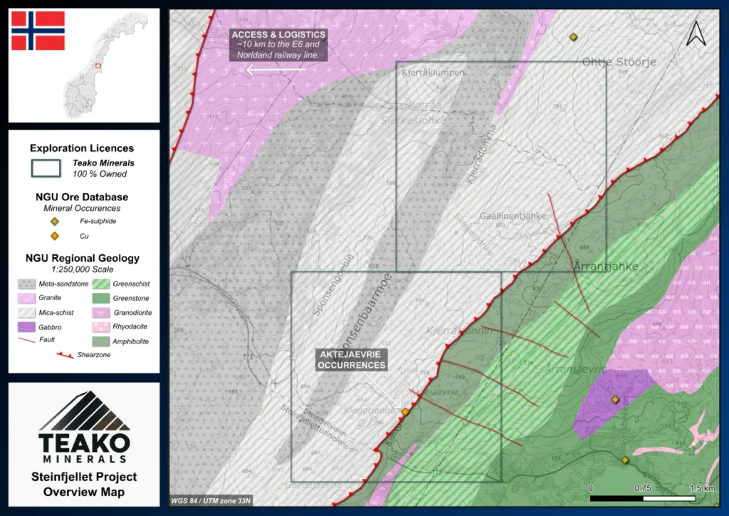 Geological map of the Steinfjellet project., Steinfjellet project