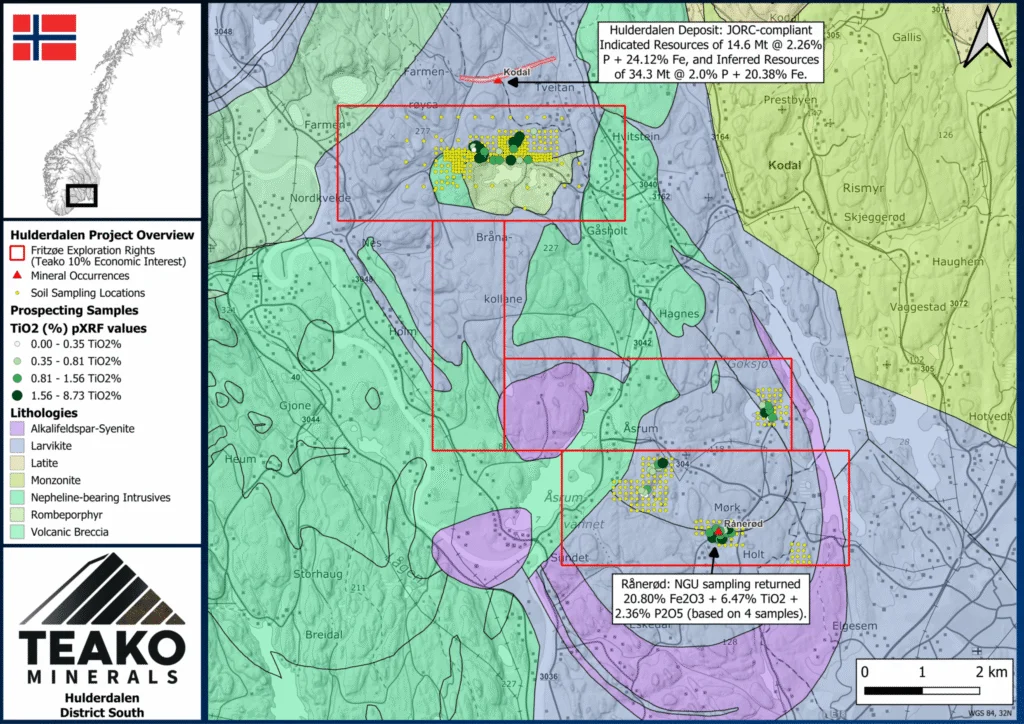 Figure 1: Hulderdalen project overview map, Hulderdalen project